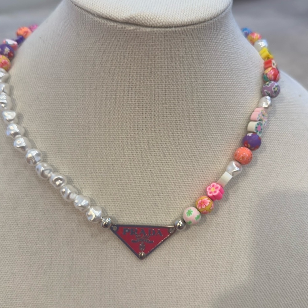 Upcycled Prada Multicolor Beaded Necklace